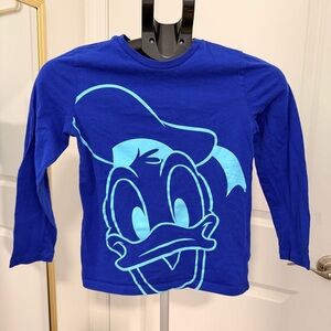 Disney Donald Duck Graphic Long Sleeve T-Shirt Blue Youth Kids Cartoon Tee